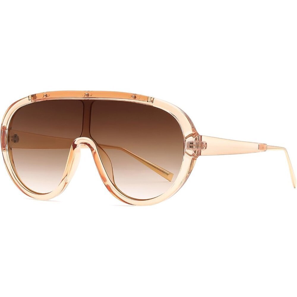 Oversized Women's Sunglasses UV400 Protection Round Frame Trendy Shades